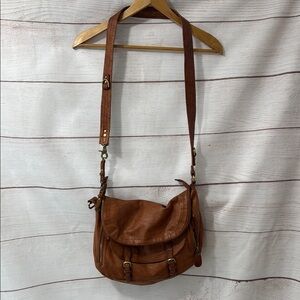 Anthropologie tan brown Leather Crossbody Bag Sabina New York Leather Crossbody